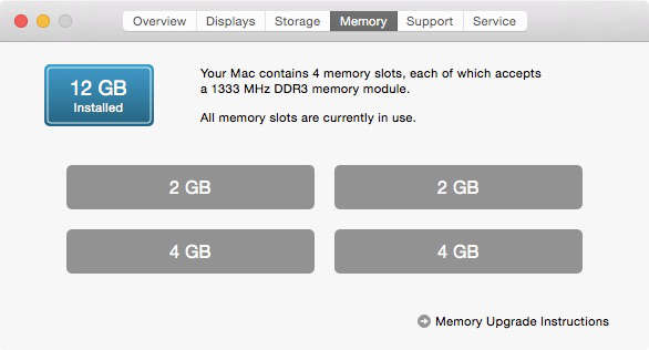 Memory pane of About This Mac