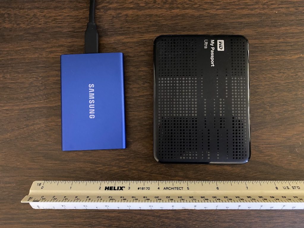 SSD next to 3.5 inch External drive